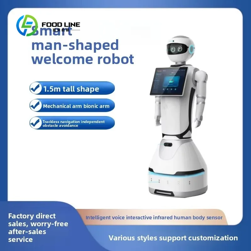Customized Interactive Robot Welcome Board Large Advertising Screen Humanoid for Reception Voice Interaction Welcoming Robot