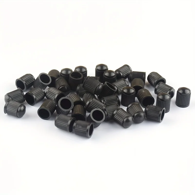 

50pcs Black Plastic Tire Valve Dust Covers - Fit for Cars, Motorcycles,Bicycles&Bikes - Durable Protection Against Road Debris