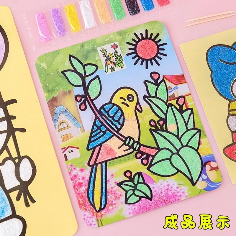 2pcs Puzzle Gift Children's Sand Painting Set DIY Handmade Creative Colorful Sand Making Kindergarten Cartoon for Boys and Girls