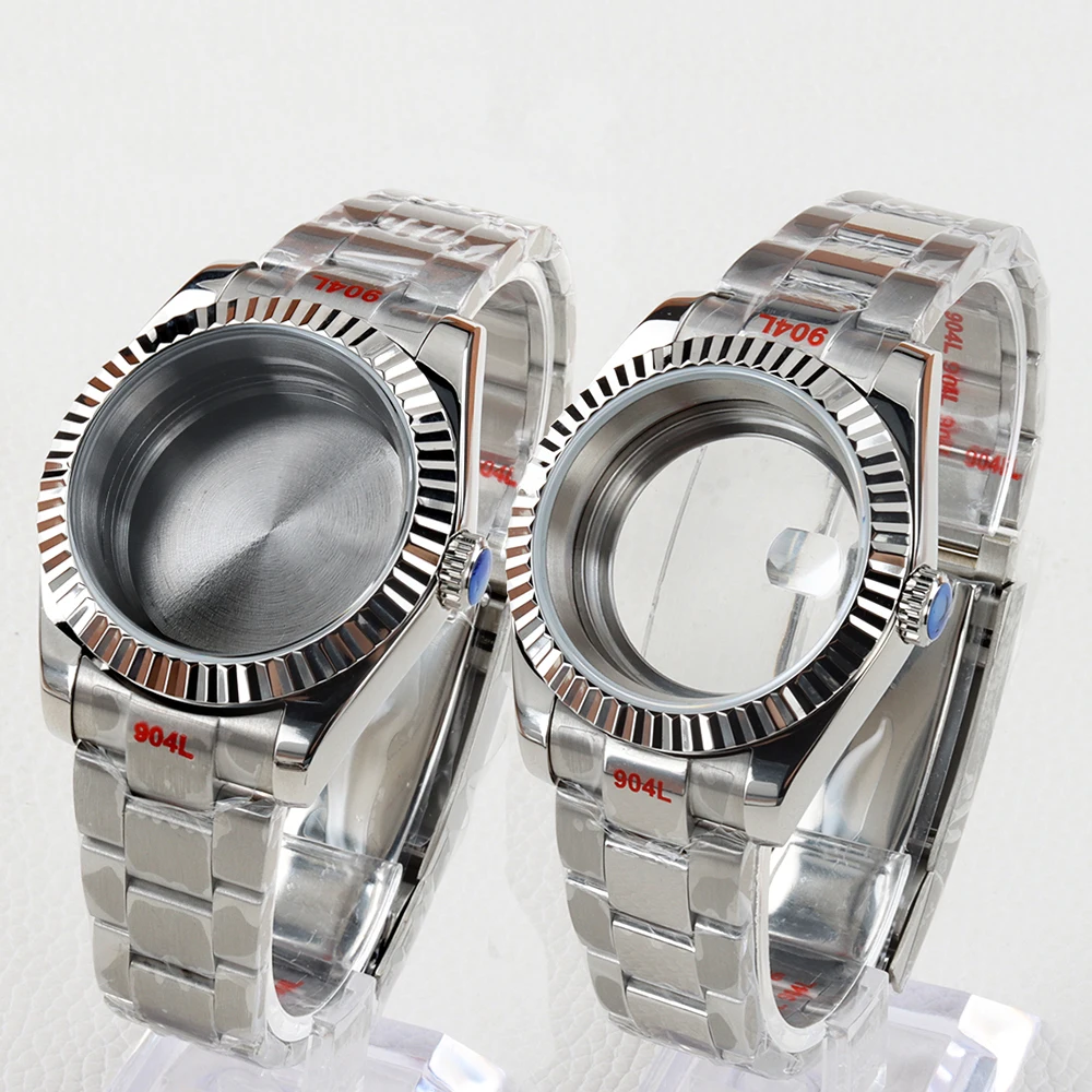 

36/39mm Watch Case 20mm Oyster Strap Polished Brushed Stainless Steel Watch Bracelet for Datejust NH35 NH36 Movement 28.5mm Dial