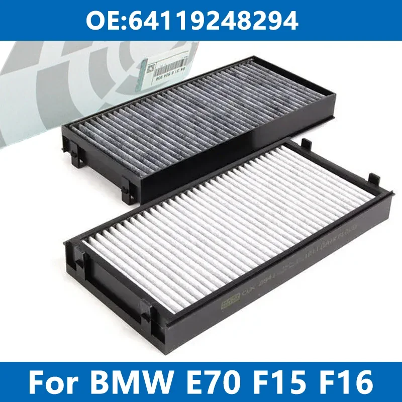 Aire acondicionado con filtro de cabina de coche de 2 piezas 64119248294   Para BMW E70 E71 E72 F15 F16 X5 3.0d 4.8i M50d 25d 35i 40d X6 carbón activado