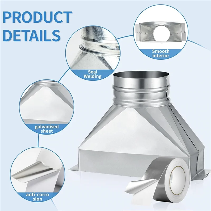 ABNO-Galvanized Duct 3-1/4" X 10" X 6" For Connecting HVAC Fittings Microwave Vent Kit Rectangular To Round Duct Transition