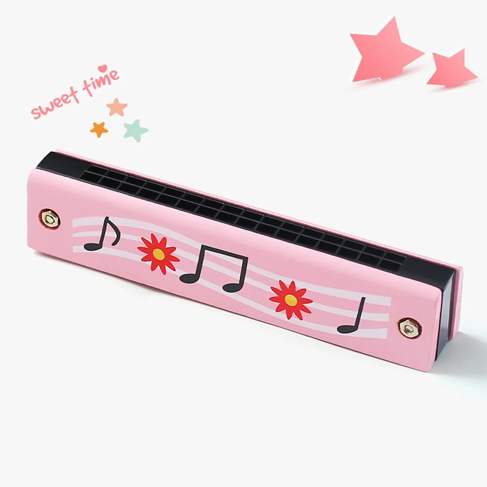 1pc 16 Holes Cartoon Wooden Harmonica Mouth Organ Kids Music Instrument Educational Replacement Toy Children Gift Universal