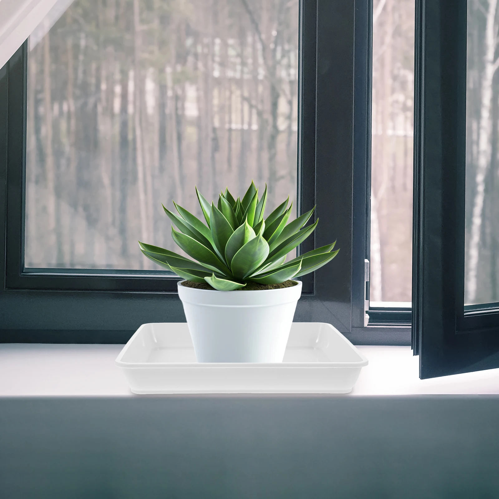 

2pcs Flower Pot Tray Square Plastic Plant Saucer For Bonsai Succulents Garden Indoor Outdoor Resin Planter Base Drainage
