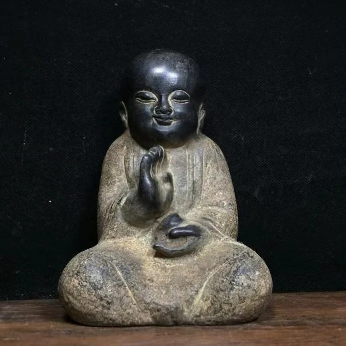 Antique old Chinease Blue stone carvings of small novices statue,Handicrafts, best collection&adornment,#21, Free shipping