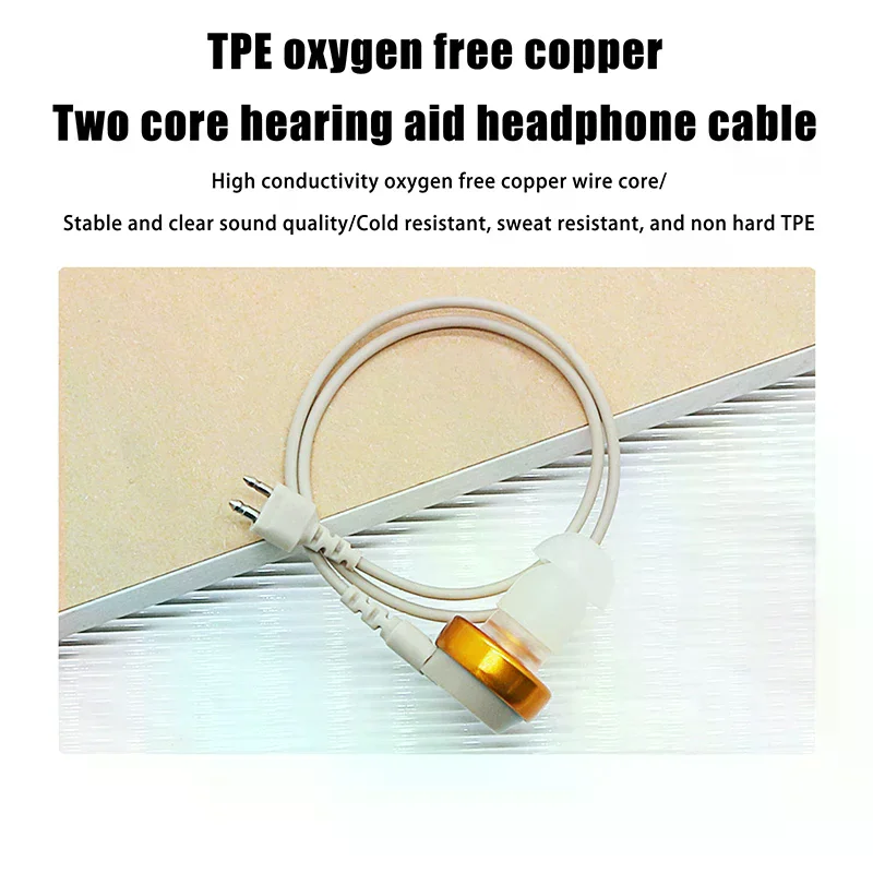 /YOV/Aid 2 Pin Cable Body Aids Unilateral Cord Wire For Box Type/Behind-The-Ear Hearing Aid Heads Hearing