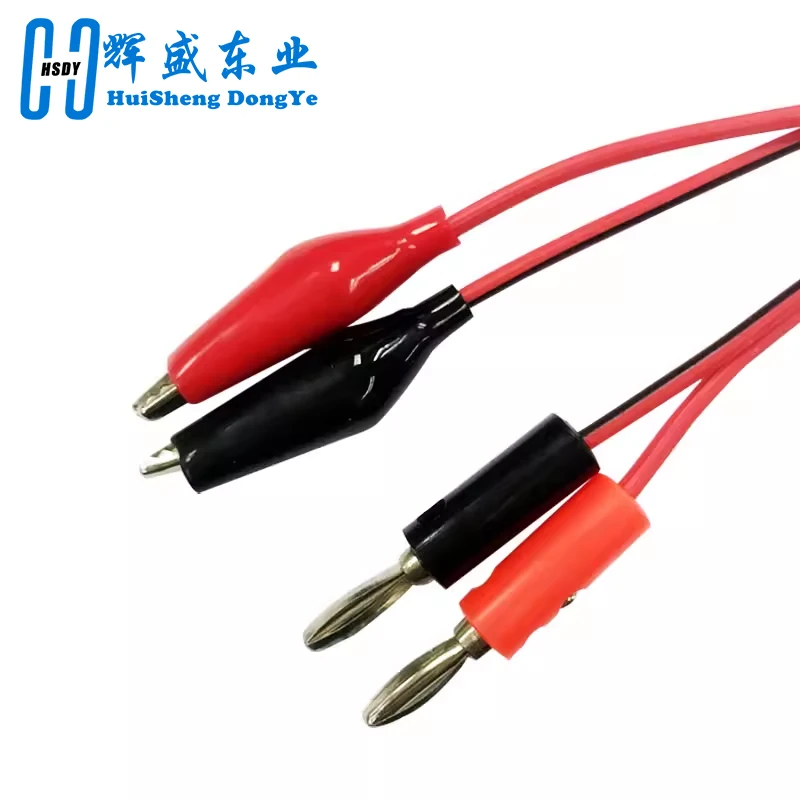 4MM Dual Alligator Clip to Banana Connector Oscilloscope Test Probe Cable 1M 3FT Red Black