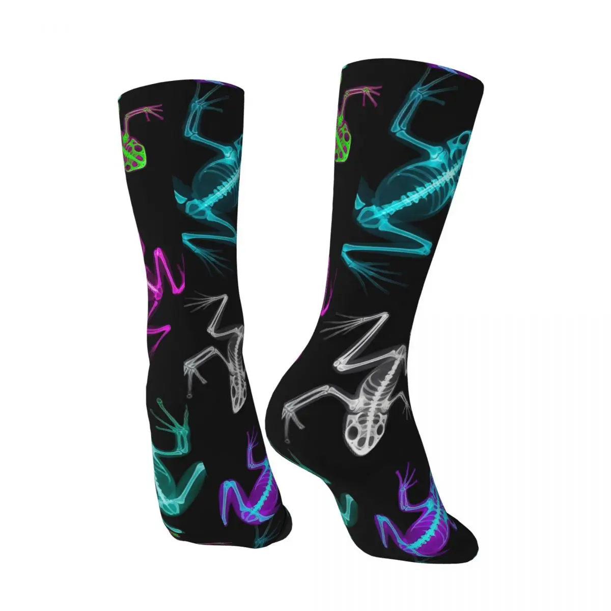 다채로운 무지개 빛깔의 엑스레이 개구리 해골 양말 고딕 스타킹 봄 미끄럼 방지 커플 양말 통기성 디자인 스케이트보드 양말