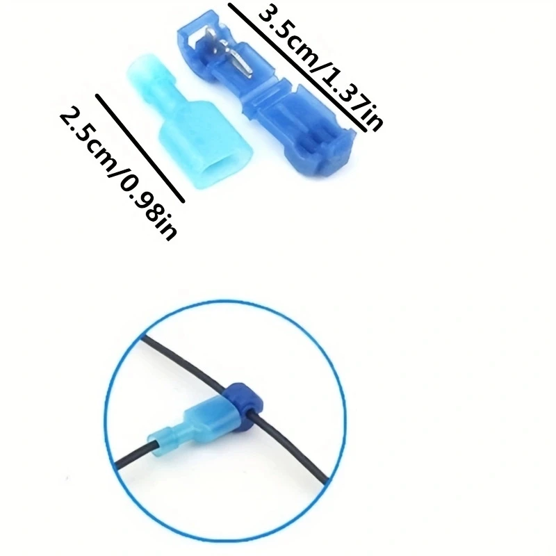 T Tap Nylon Self-Stripping Wire Connectors Male Quick Disconnect Snap Splice Lock Crimp Insulated Cable Terminals for Automotive