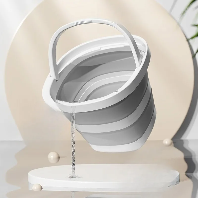 Folding bucket household large-capacity portable foldable plastic shrink bucket with handle student dormitory foot bath bucket