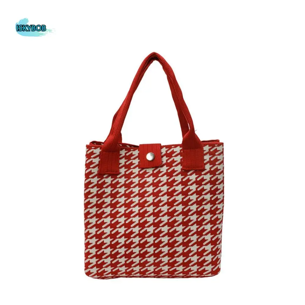 

Повседневные сумки большой емкости с узором «гусиные лапки», холщовая большая сумка, тканевая сумка с геометрическим рисунком, сумки на плечо, женская сумка на плечо