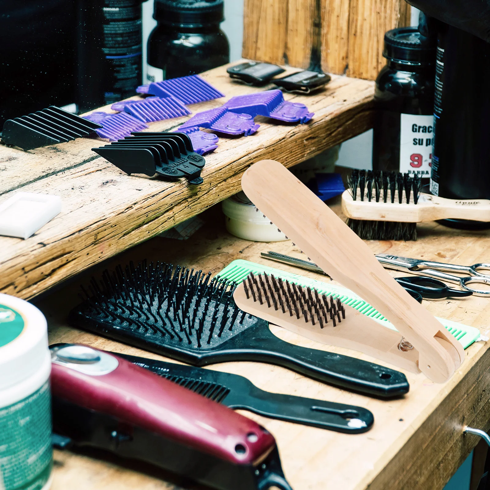 2 قطعة مشط فرد الشعر الخشبي لطيف على الشعر مكافحة ساكنة مزاجه المهنية تعزيز استقامة مشط