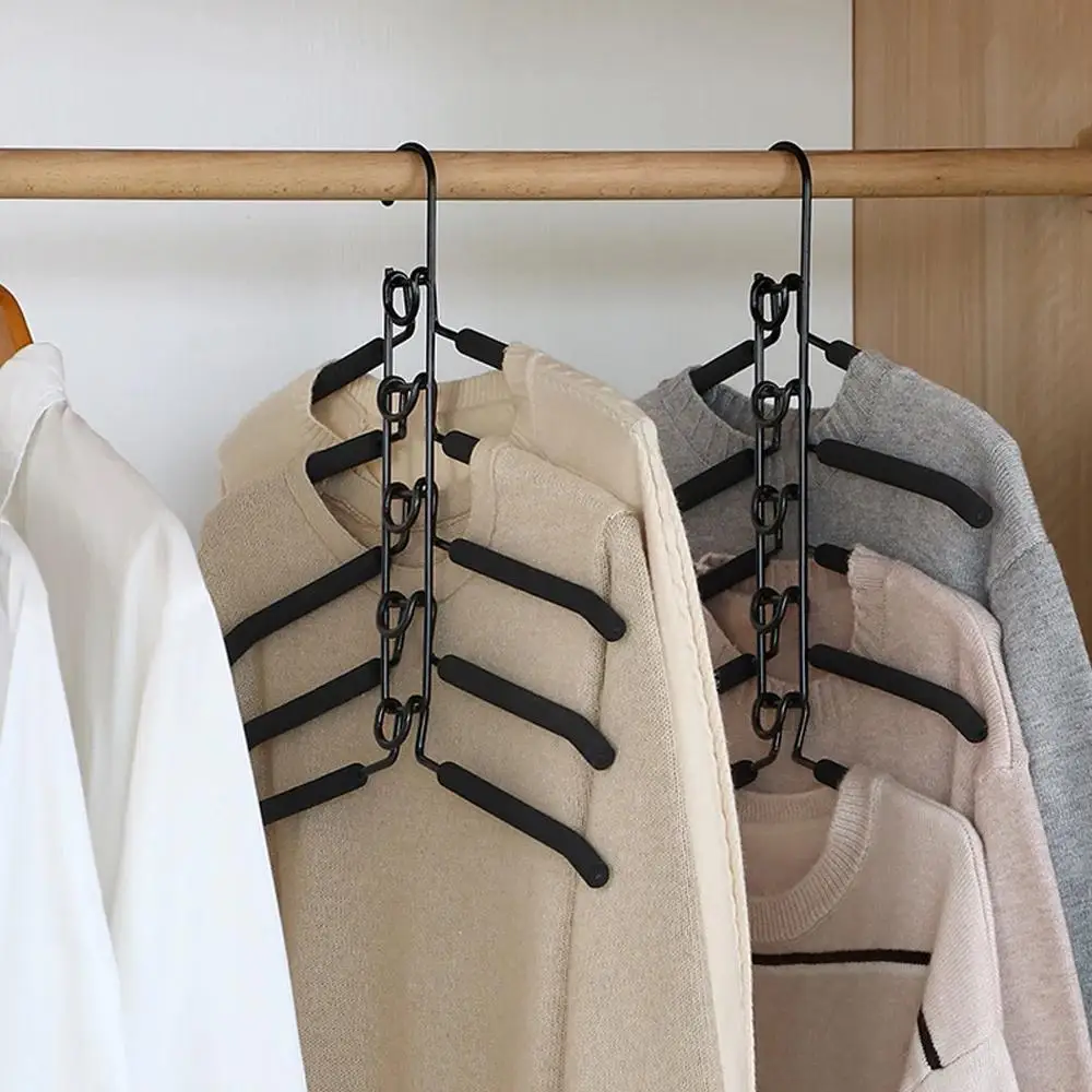 

Clothes Drying Rack Mounted Hanger Indoor Space Saving Household One-Piece Clothes Hanger 5 Layer Detachable Storage Holder