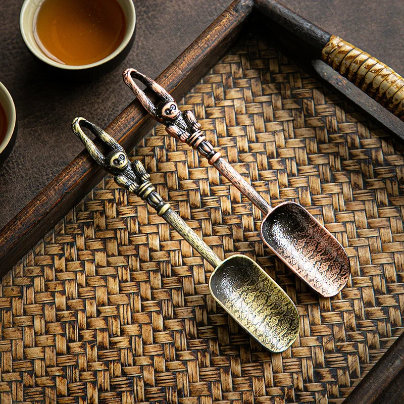 

50pcs Alloy Teaspoon Retro Pattern Handle Various Style Tea Tea Teaspoon Kung Fu Tea Set Tea Ceremony Accessories
