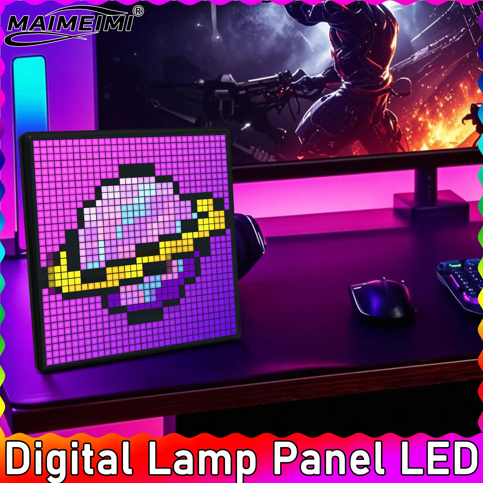 

64x64 RGB Цифровая лампа Панель Светодиодная пиксельная матрица Bluetooth Смарт-дисплей DIY Художественный дисплей Игры Аниме Декор комнаты Рамка Управление через приложение