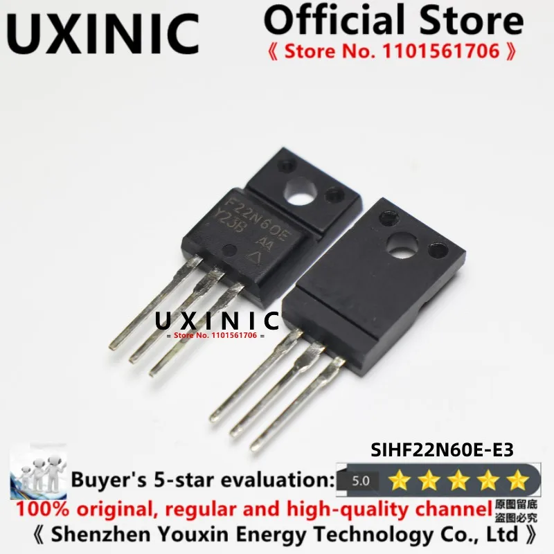 UXINIC  100% New Imported Original  SIHF22N60E-E3 F22N60E SIHF22N60E TO-220F N-channel MOS FET 20A 600V