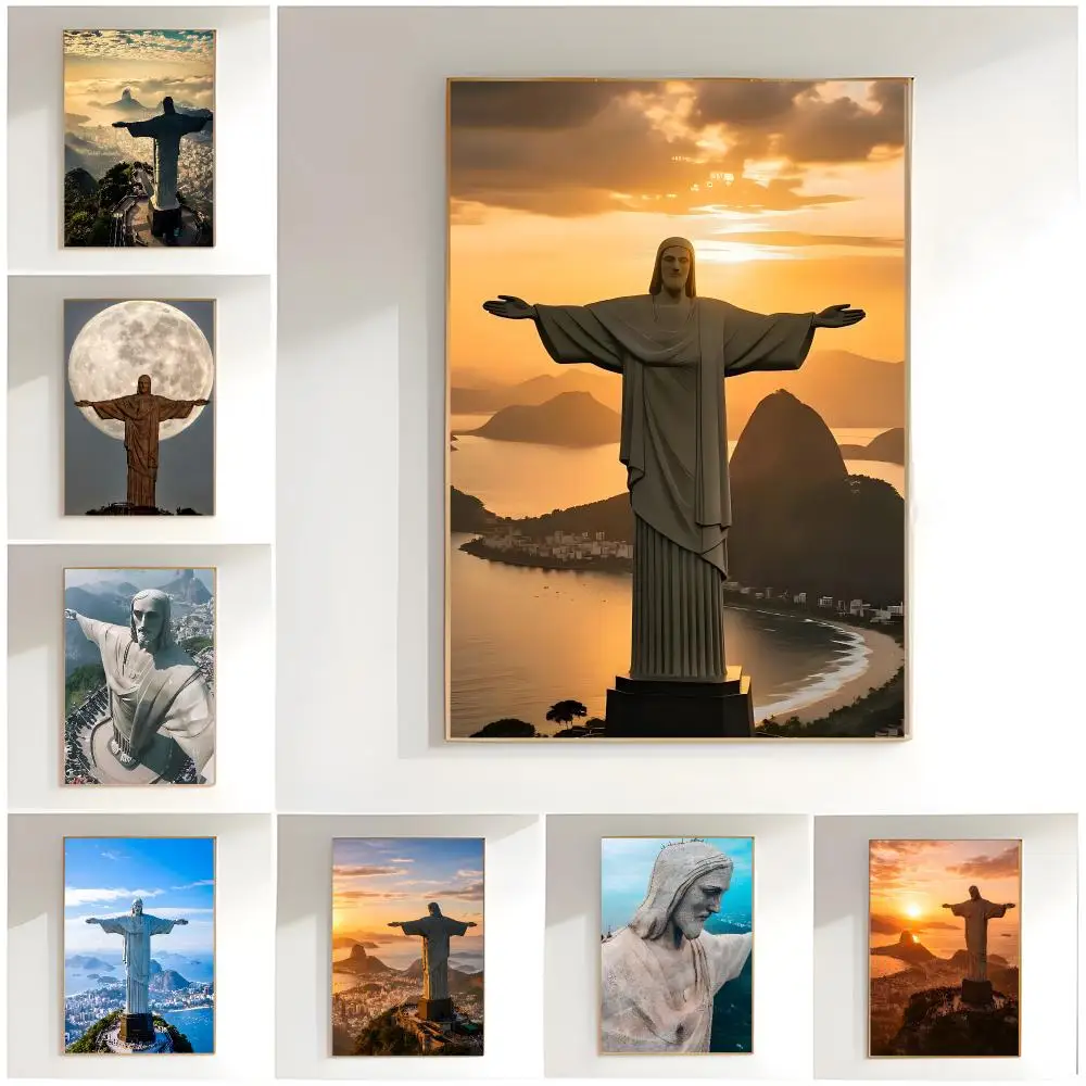 scenic landmark b-brazil christ redeemer Poster Classic Wall Art  Home Decor  Peel and Stick Unframed