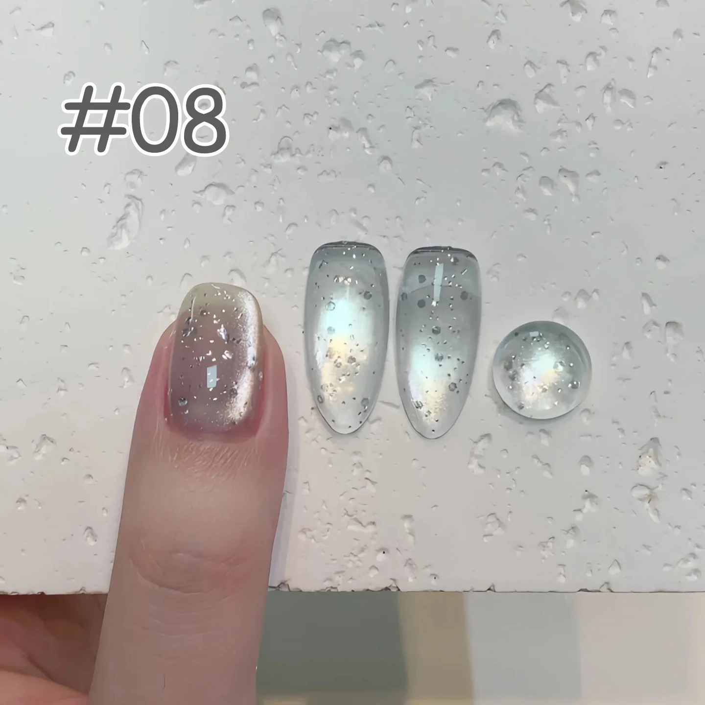 1 قطعة WS الوردي الأزرق الأبيض الأخضر تألق الزجاج حبة القط العين هلام طلاء الأظافر 2025 شعبية تبييض سوبر فلاش الزجاج الخرز هلام