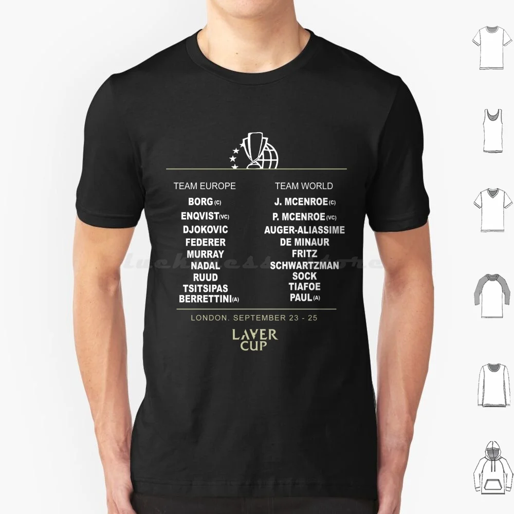Laver Cup 2022 New T Shirt Big Size 100% Cotton Laver Cup Europe The World Tennis England London