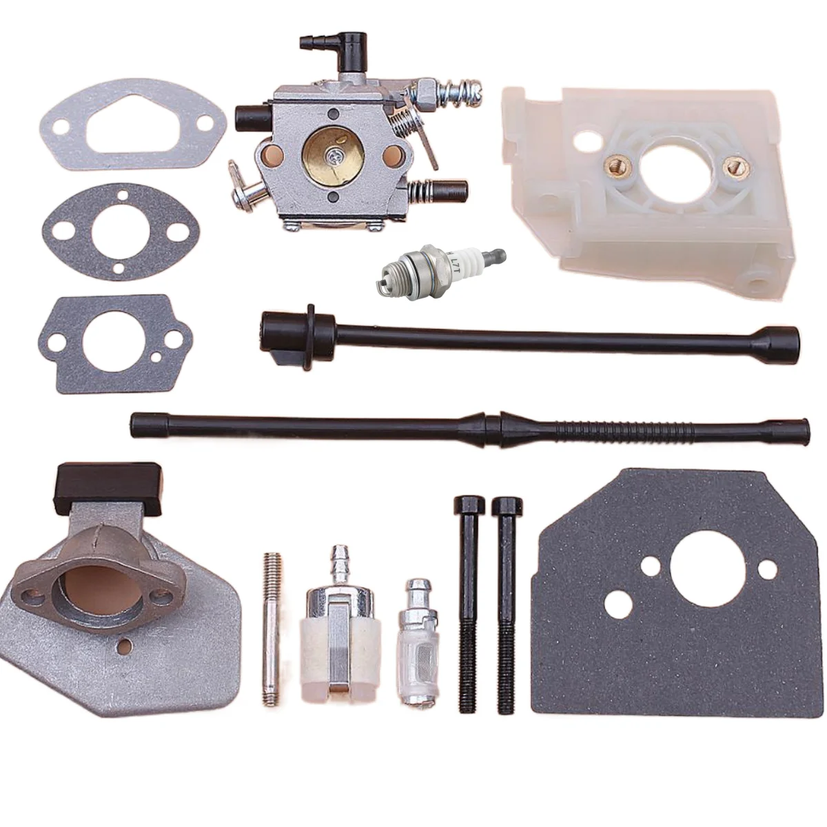 Carburetor Carb For Chinese Chainsaw 4500 5200 5800 45cc 52cc 58cc Fuel Oil Filter Line Gasket Bolt Adaptor Bracket Kit