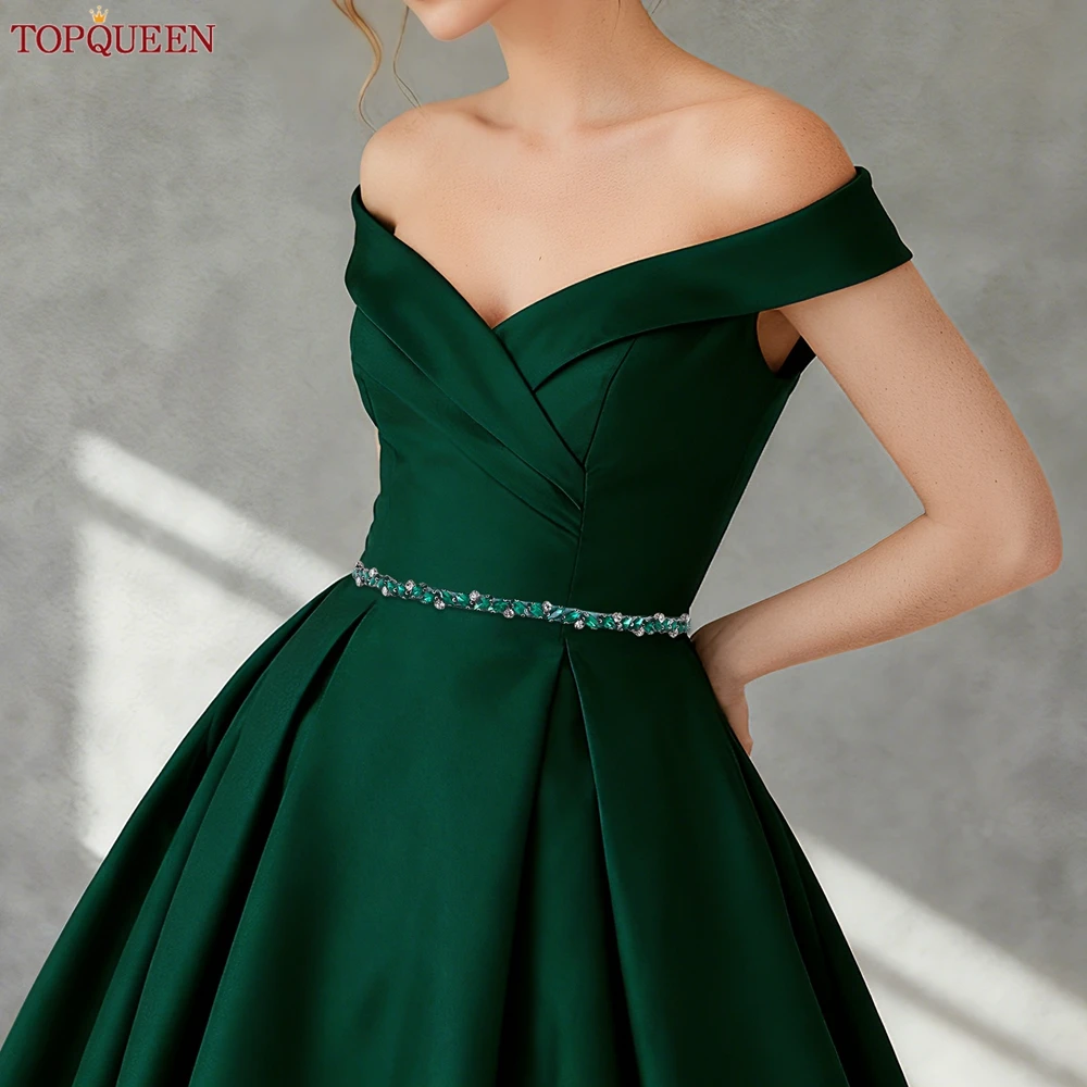 TOPQUEEN Green Belt Bridal Satin Crystal Belt Wedding Accessories Wedding  Dress Belt Ribbon Waistband Sash for Evening Prom S149 - AliExpress 320