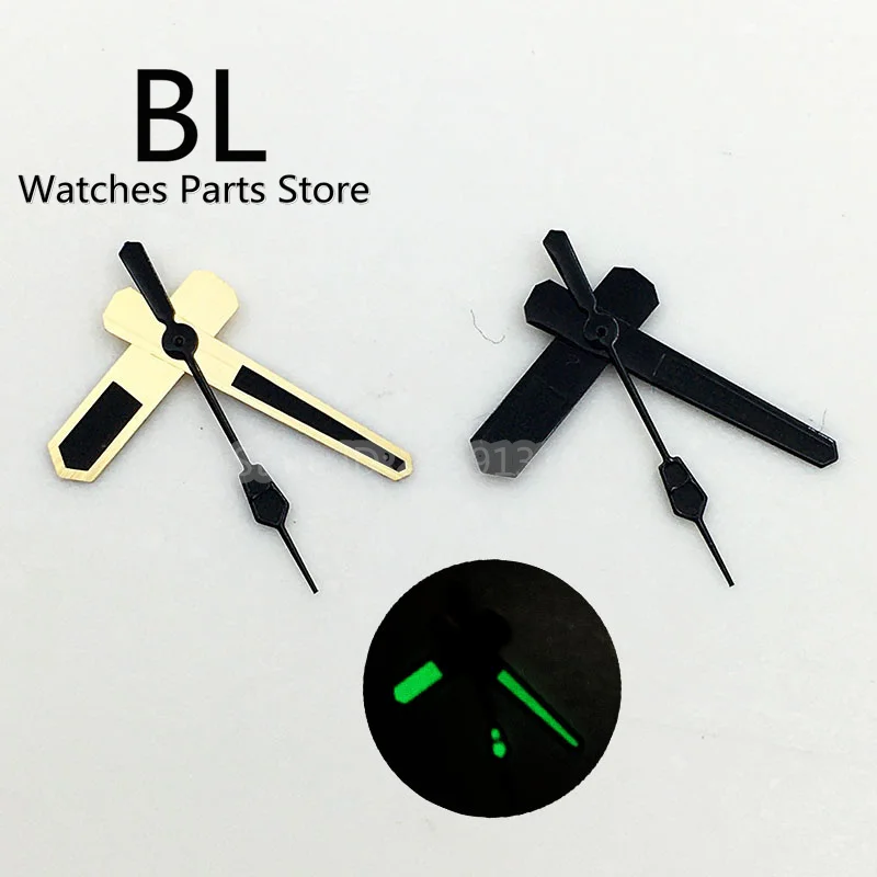 

BL Watch Parts Gold Black Watch Hands Green Luminous Fit NH35 Automatic Movement Replacement Accessories 3PCS/ Set