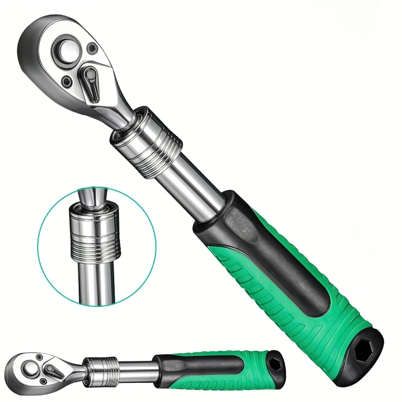 1/2 Inch Drive Socket Ratchet Set Extendable Handle Wrench 72-Tooth Quick-Release Reversible