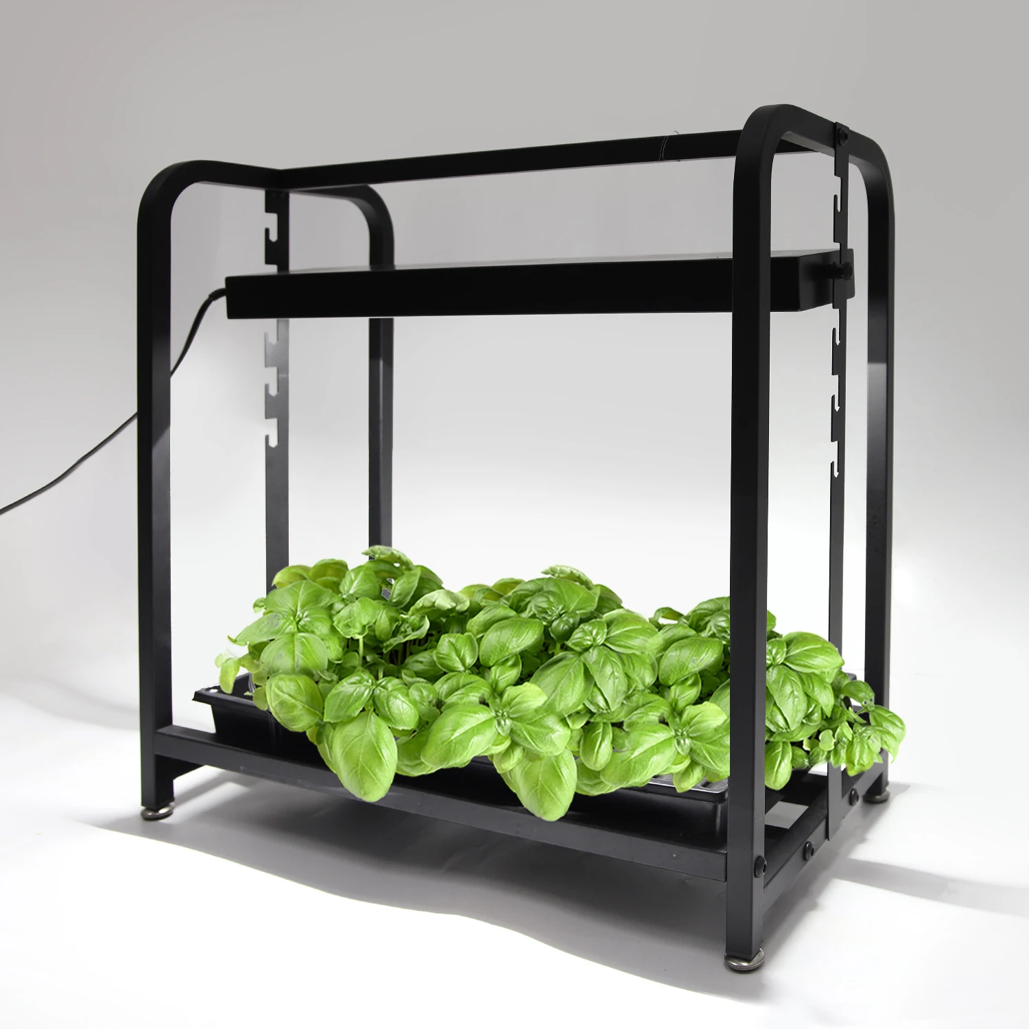 Iron Holder Home Garden Hydroponic Plant Grow Kit with LED Lights Adjustable Height Movable Wheels and Modern Vegetable Planter