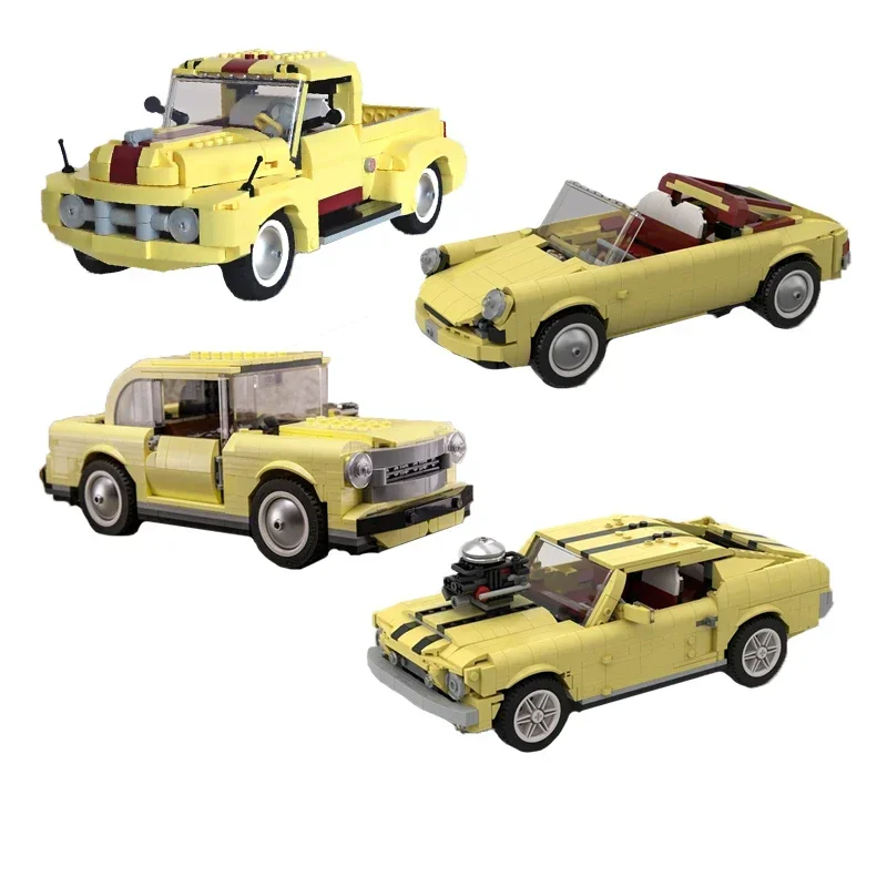 City Car Model MOC importer Bricks for Children, Retro Classic Truck Coupé, Modular Technology Gifts, Assembler Holiday Toys, Trempé, 514 Up