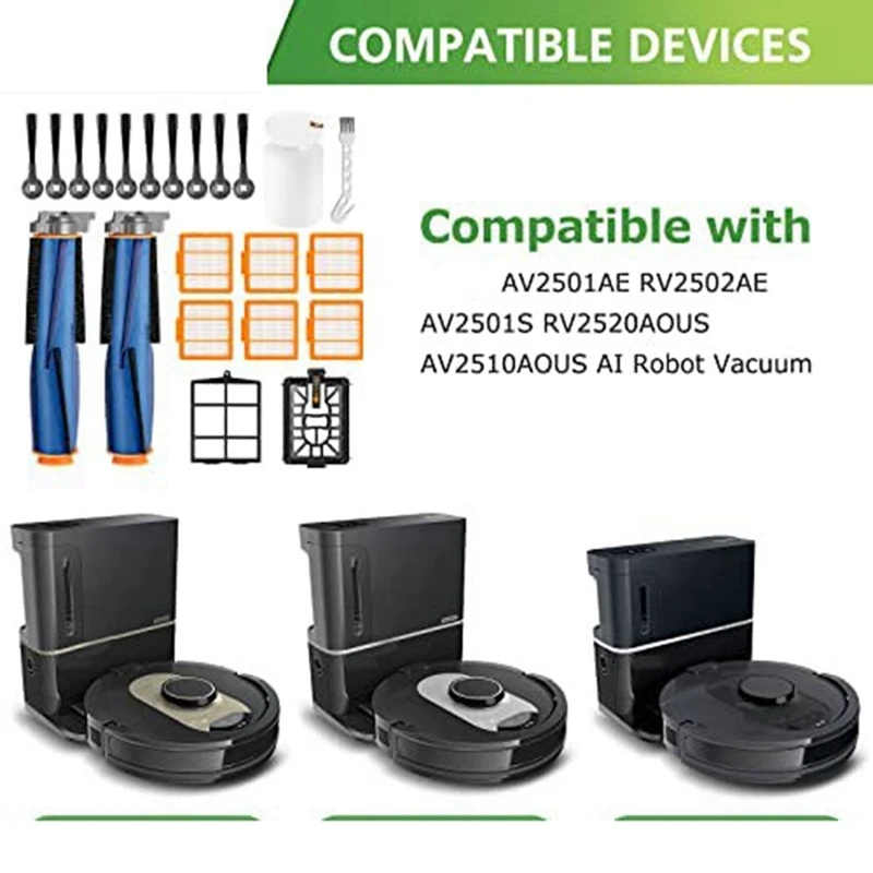 قطع غيار فراغية روبوت ، مجموعة ملحقات لسمك القرش AV2501S AV2501AE RV2502AE AV2510AOUS