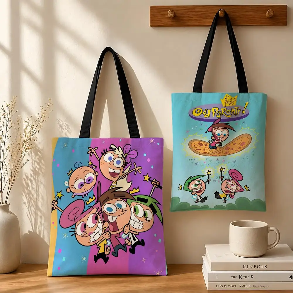 t-The Fairly OddParents Storage Bags Canvas tote bags reusable shopping bags perfect for work daily commutes