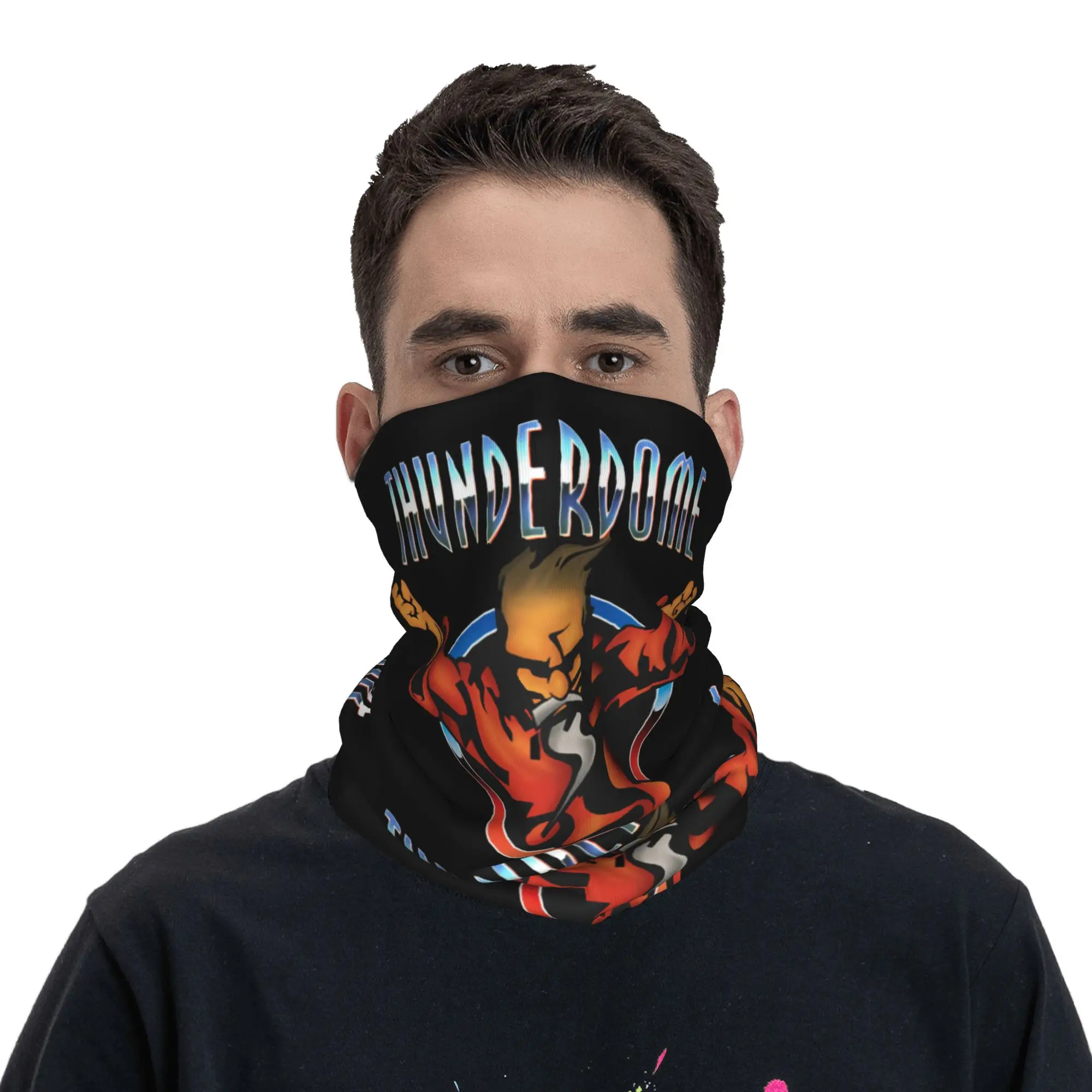 Custom T-Thundered Music Festival Bandana Neck Gaiter for Hiking Camping Women Men Wrap Scarf Domed Hardcore Balaclava Warmer