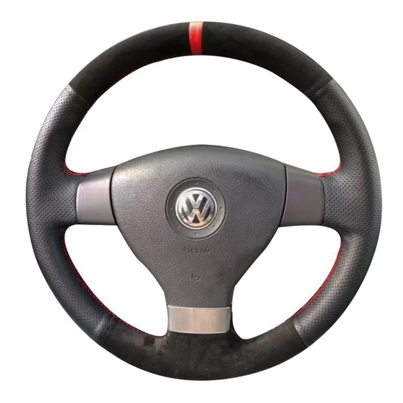 Customized Car Steering Wheel Cover Braid Non-Slip Suede For Volkswagen Golf 5 Mk5 VW Passat B6 Jetta 5 Mk5 Tiguan 2007-2011