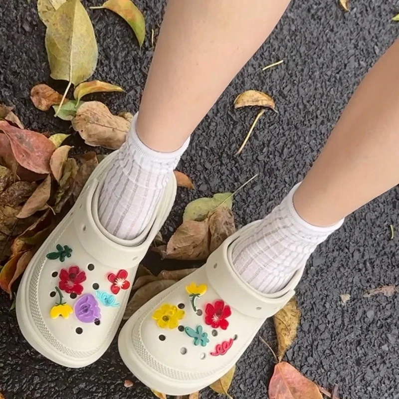 New JIBBITZ Charms Transparent Crystal Colorful Removable  Shoe Flowers For Clogs Compatible With All Clogs Party Gifts