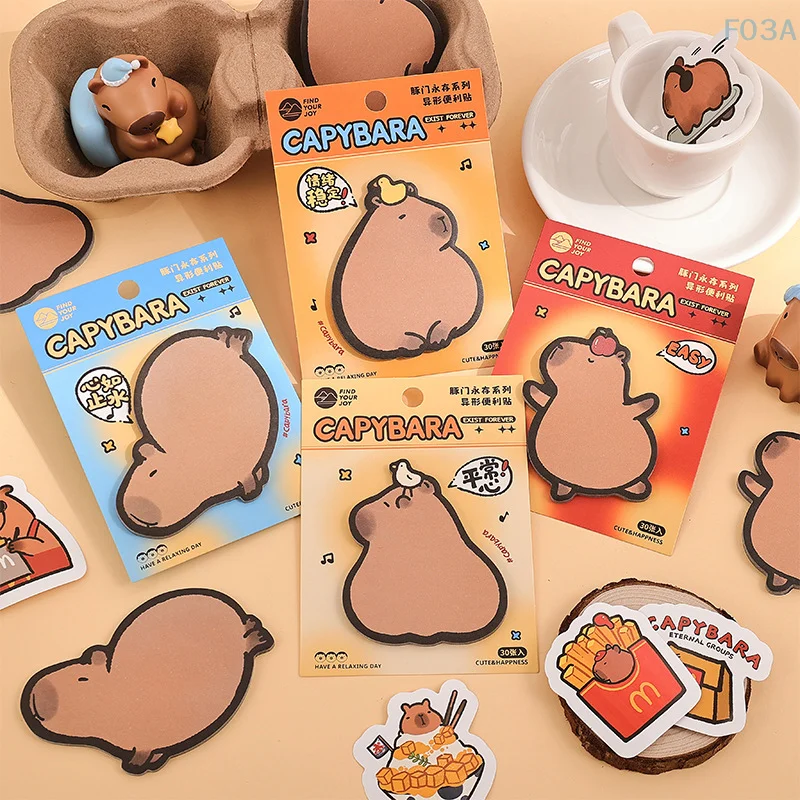 30Pcs Cute Cartoon Sticky Notes Creative Kawaii Animals Shape Self-Stick Notes Office Tab Supplies Stationery Birthday Gift