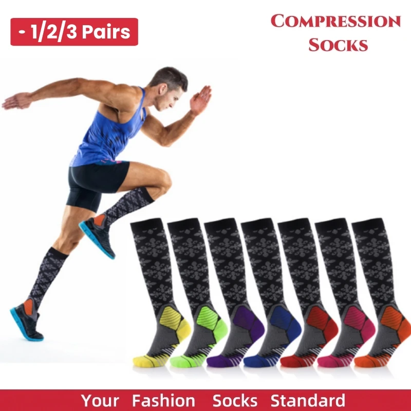 1/2/3Pairs Spataderen Mannen Compressie Sokken Fit Running Voetbal Kous Mannen Vrouwen 20-30 Mmhg Atletische Sportsokken