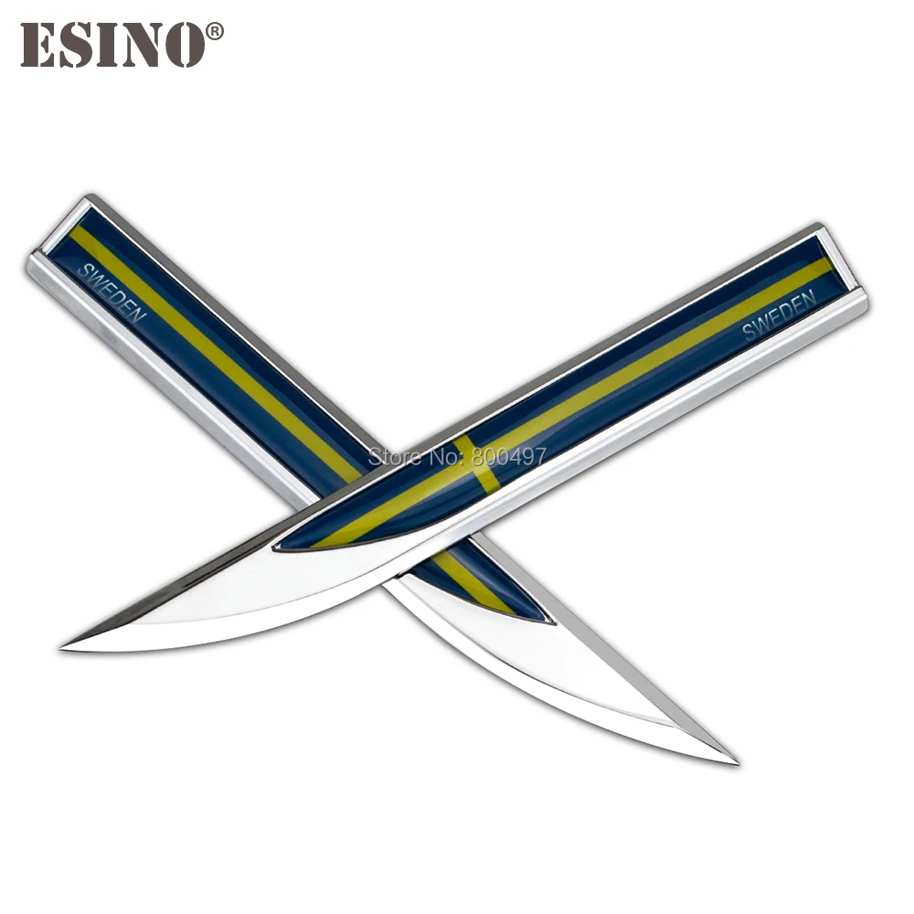 

2 x New Fender Side Metal Chrome Zinc Alloy Knife Side 3D Flag of the Sweden Emblems Badges Decals Stickers