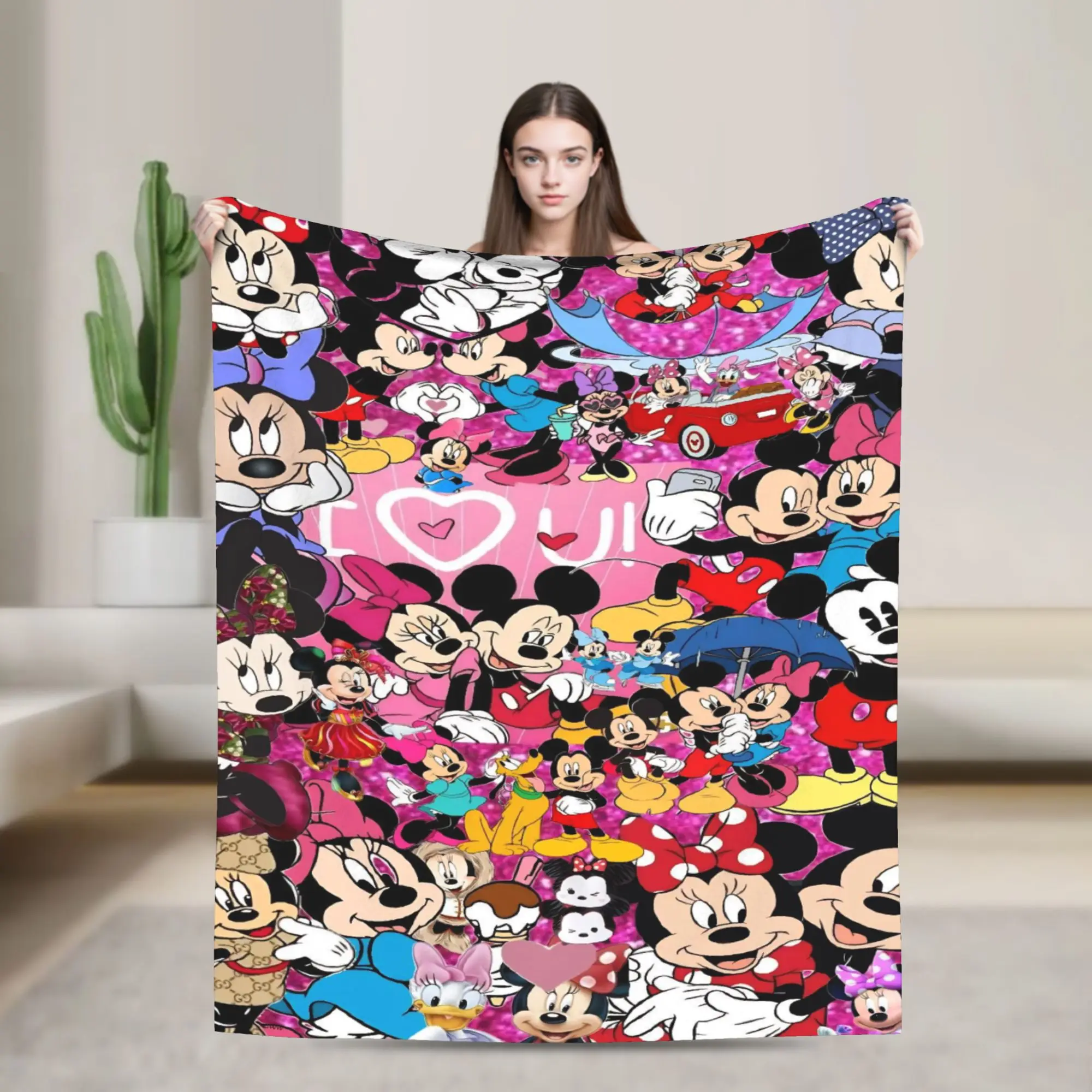 ميكي وميني الكرتون الماوس شخصية بطانية مضحك أفخم رمي بطانية لغرفة النوم ديكور الفانيلا المفرش غطاء السرير #1