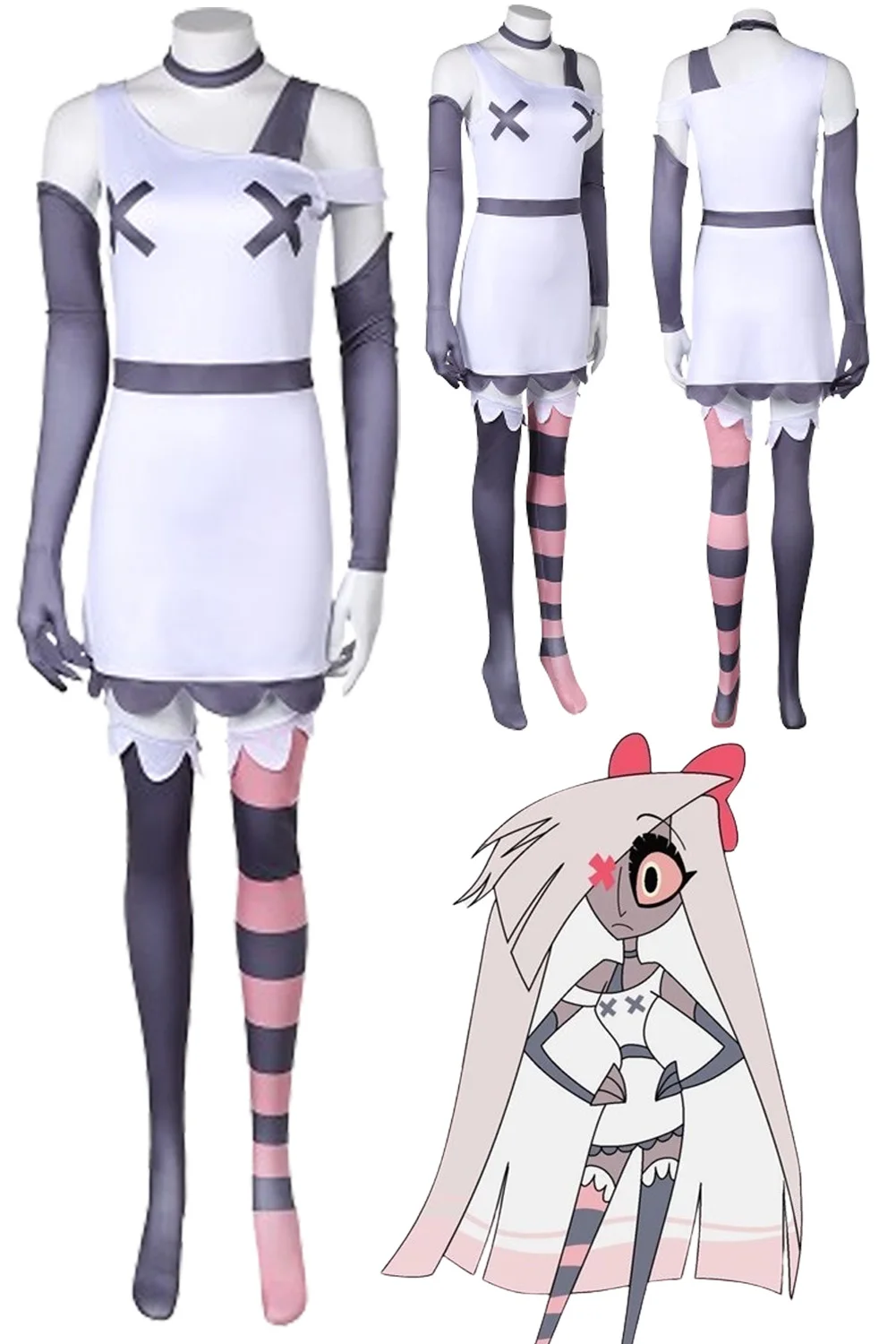 Vaggie ชุดคอสตูมผู้หญิงสำหรับเทศกาลฮาโลวีน, ชุดกระโปรงปลอกคออะนิเมะชุดคอสเพลย์ผู้หญิง