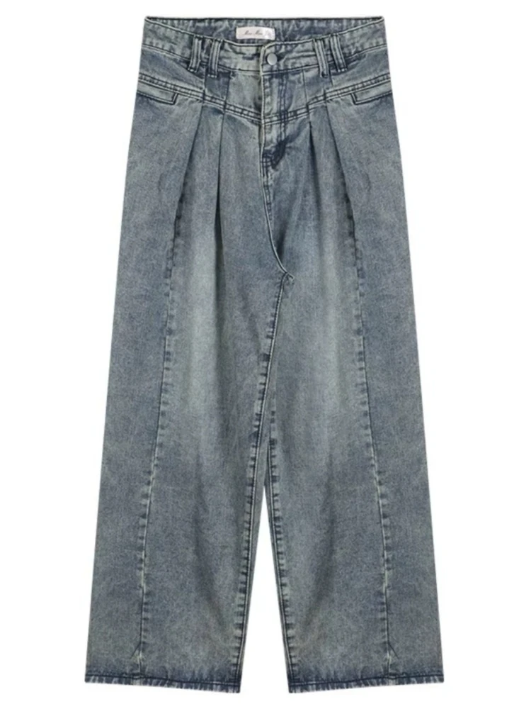 Retro-Jeanshosen für Damen im Herbst und Winter 2022, lockeres und schlankmachendes Design, Sinn für weite Beine und bodenlange Jeans