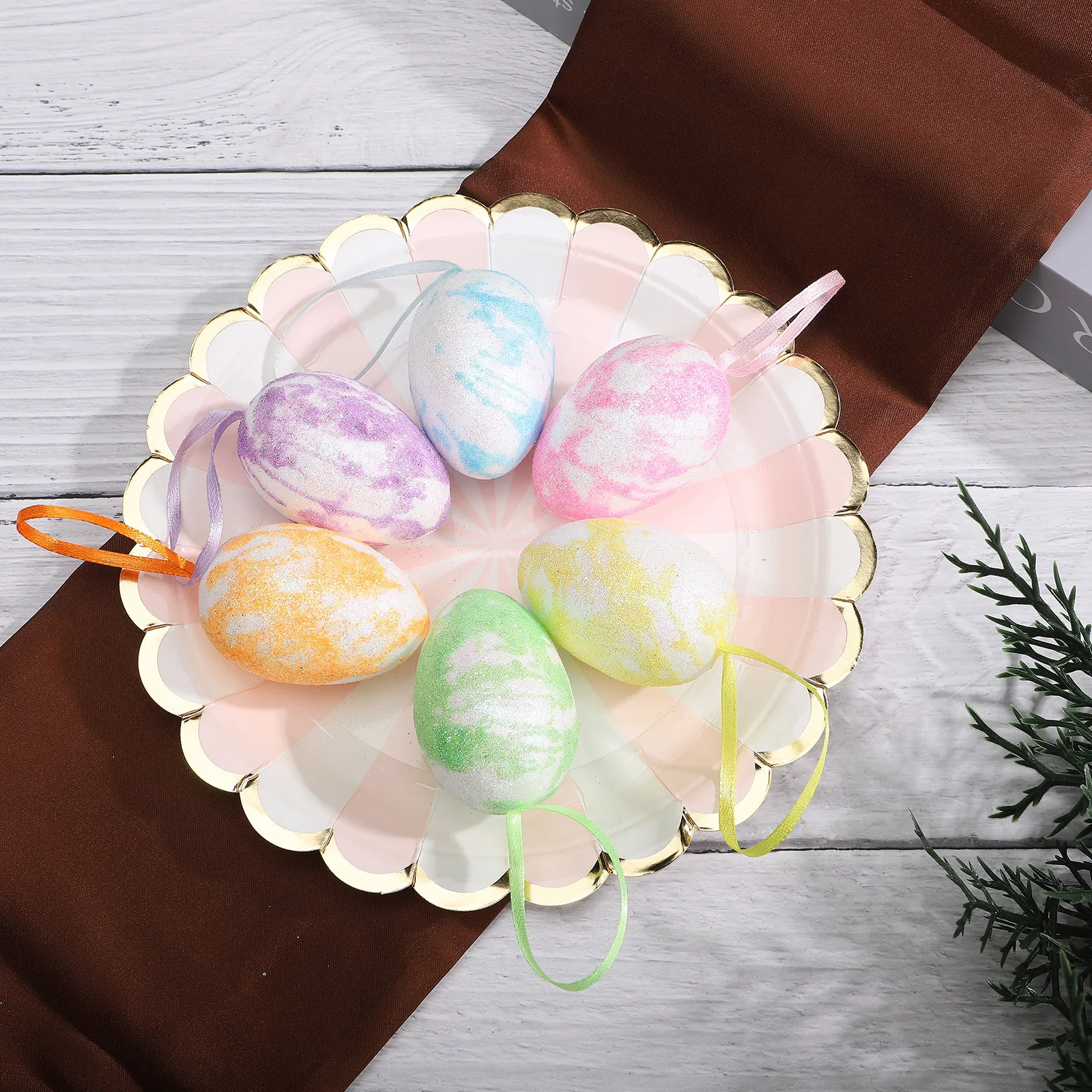 Colorful Easter Eggs Painting Foam Rabbit Egg Pendant For Happy Easter Bunny Party Home Hanging Decoration DIY Wreath Gift