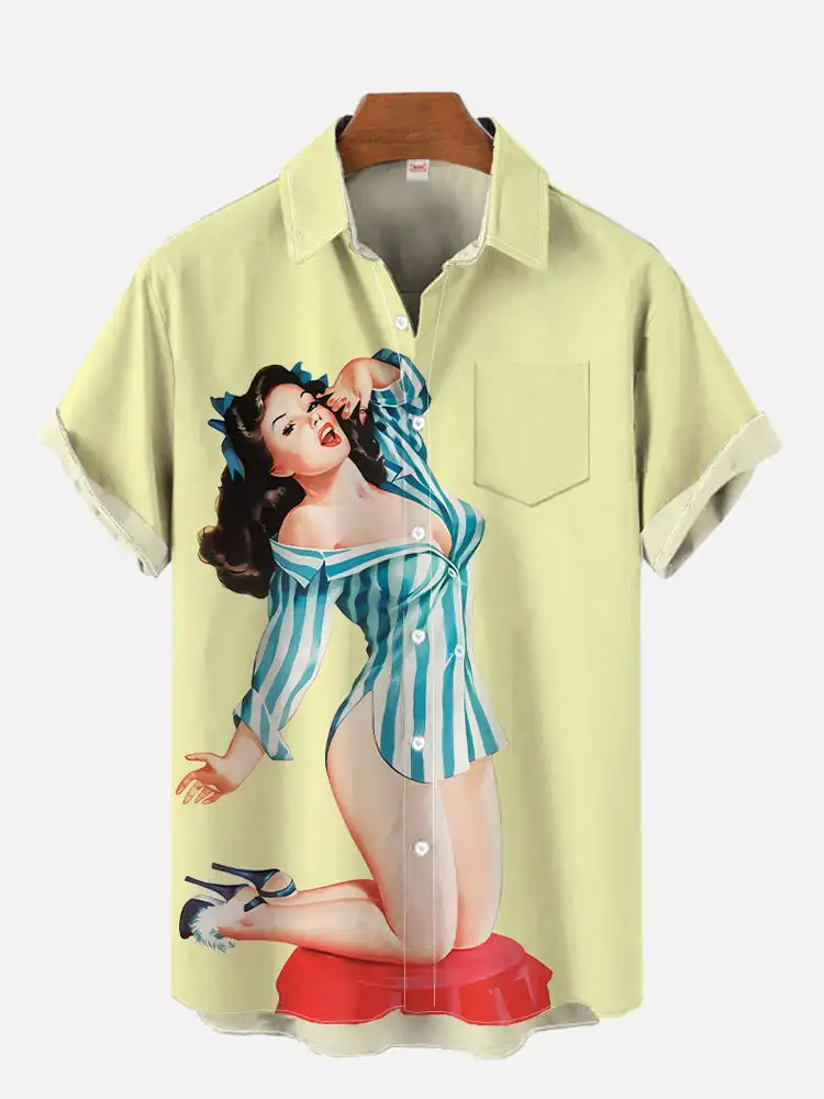 Camisa hawaiana informal para hombre, camisa de manga corta con estampado 3d, ropa transpirable, Verano