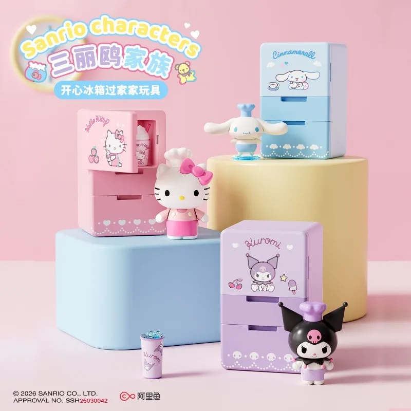 

Anime Sanrio Hello Kitty Kuromi Kaixin Small Refrigerator Cinnamoroll Toy for Children Simulation Mini Refrigerator 2026 Lovely
