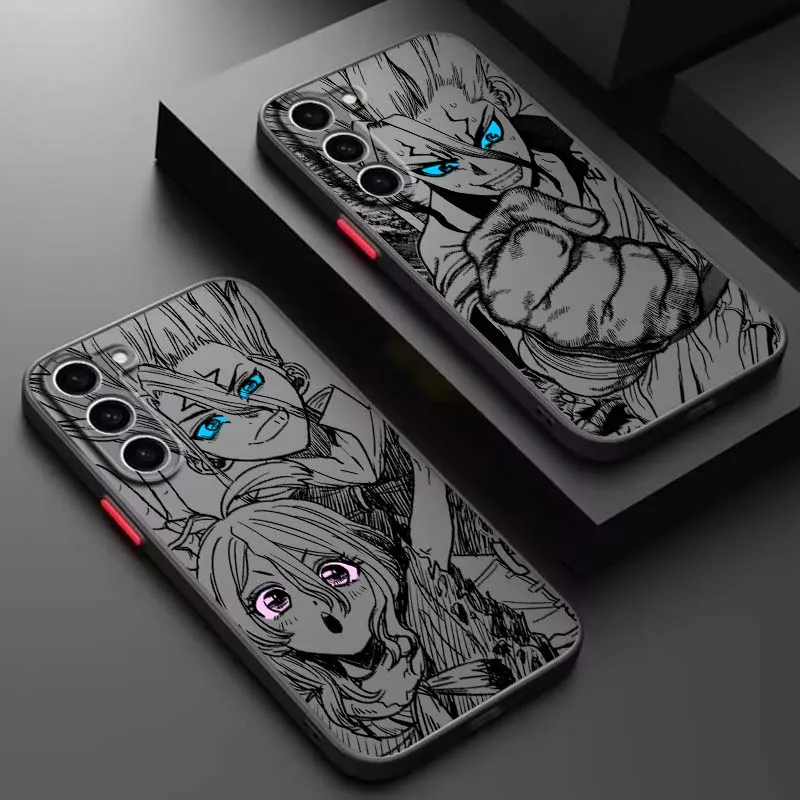 Anime Dr STONE Logo Luxury Phone Case For Samsung Galaxy S26 S25 S24 S23 S22 S21 S20 Ultra Plus FE 5G Frosted Translucent