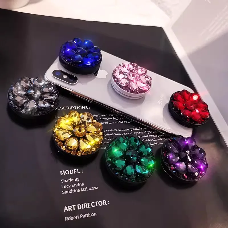 

Portable Rhinestone Mobile Phone Stand Shining Diamond Adjustable Desktop Finger Ring Holder Women Stylish Bracket Lazy Bracket