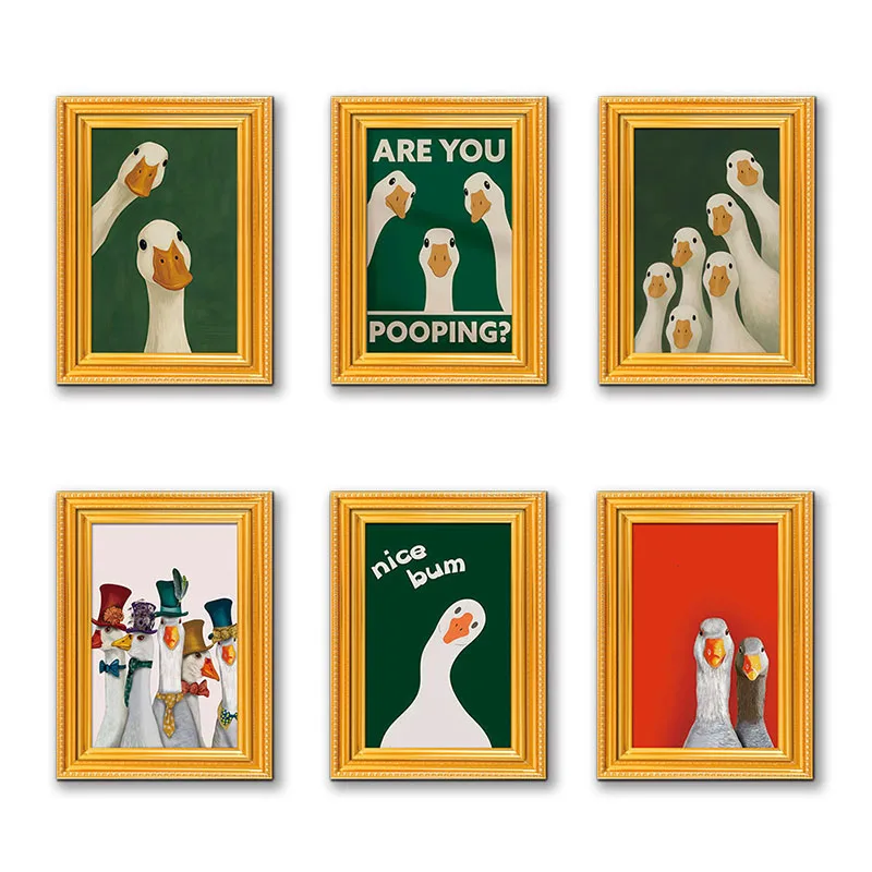 Novelty Goofy Goose Fridge Magnets, Golden Wooden Frame Magnetic Sticker, Funny Decor for Kitchen Cabinet Locker - view 6