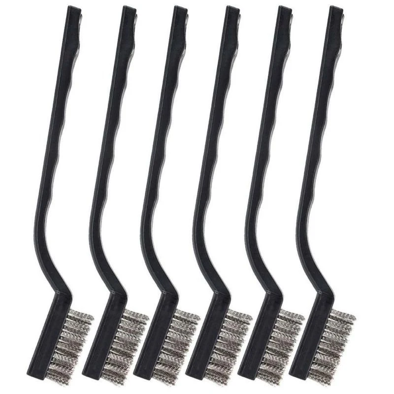 6pcs Small Wire Brushes Stainless Steel Wire Brushes For Mechanical Part Derusting Remove Paint Cleaning Brushes Hand Tools