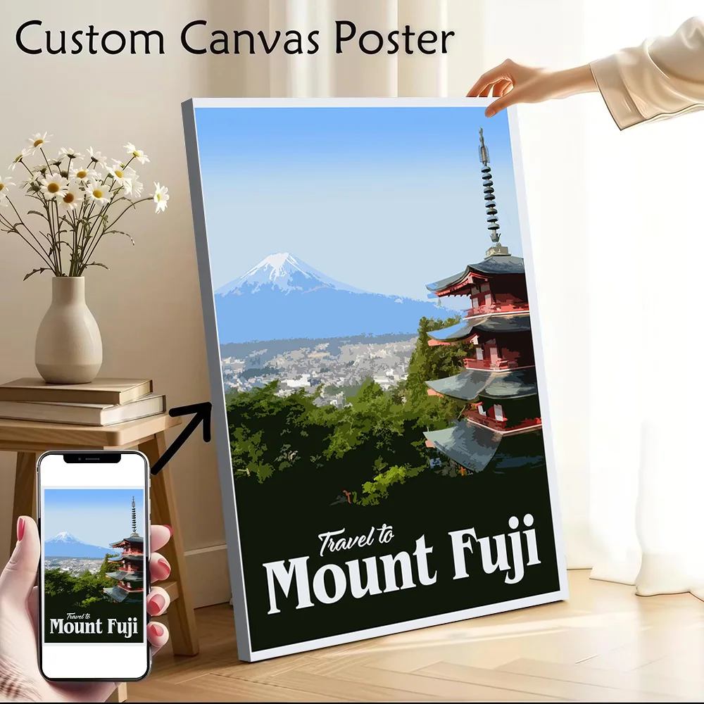 Visit Mount Fuji Canvas Wall Art Poster Custom Wall Paintings Personalized Photo Printing for Bedroom Wand Deko Room Decorations