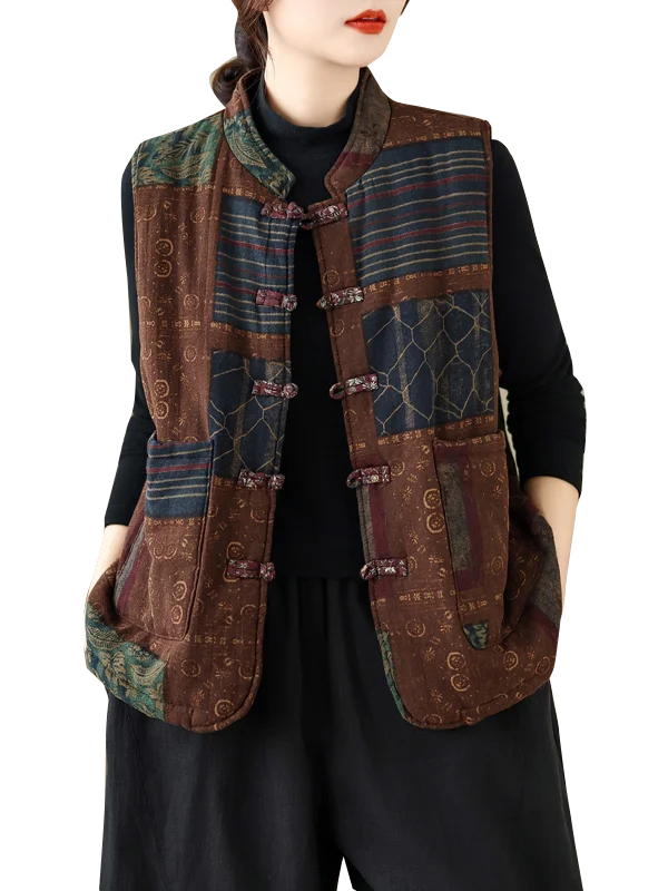 سترة نسائية سميكة من القطن والكتان للخريف والشتاء، تصميم فني عتيق مع أزرار، سترة قطنية دافئة