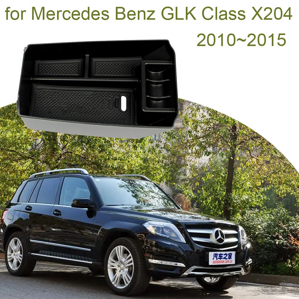 Car Organizer Box for Mercedes Benz GLK Class X204 350 250 AMG 2010~2015 Sundries Central Armrest Storage Tray Auto Accessories